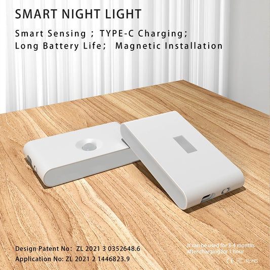‌Smart Motion Sensor Wall Lamp - Magnetic Mount, 46g Ultra-Light with Type-C Fast Charging  for Bedroom/Corridor/Stairwell