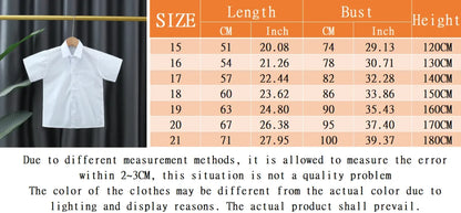 Summer New Baby Boy Shirt Simple Style White Short Sleeved Children'S Clothing Suitable For Heights Of 120-180cm