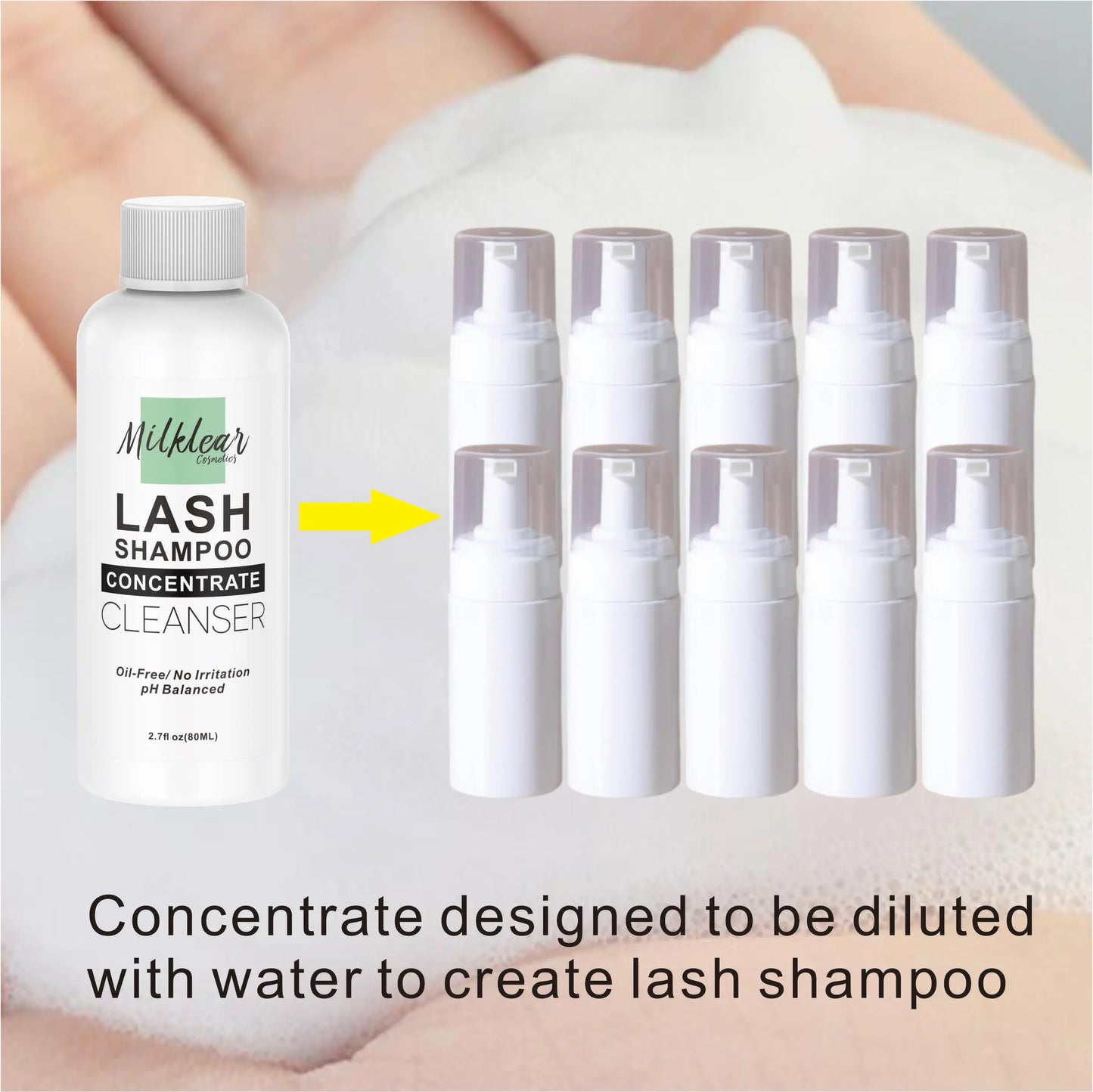 Lash Shampoo Concentrate Solution High Concentration 80ML DIY Eyelash Cleanser Concentrate for Lash Extensions for Home