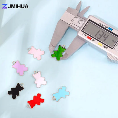 15pcs Enamel Charms Cute Bear Pendants Charms For Jewelry Making Supplies DIY Handmade Earrings Bracelets Findings Accessories