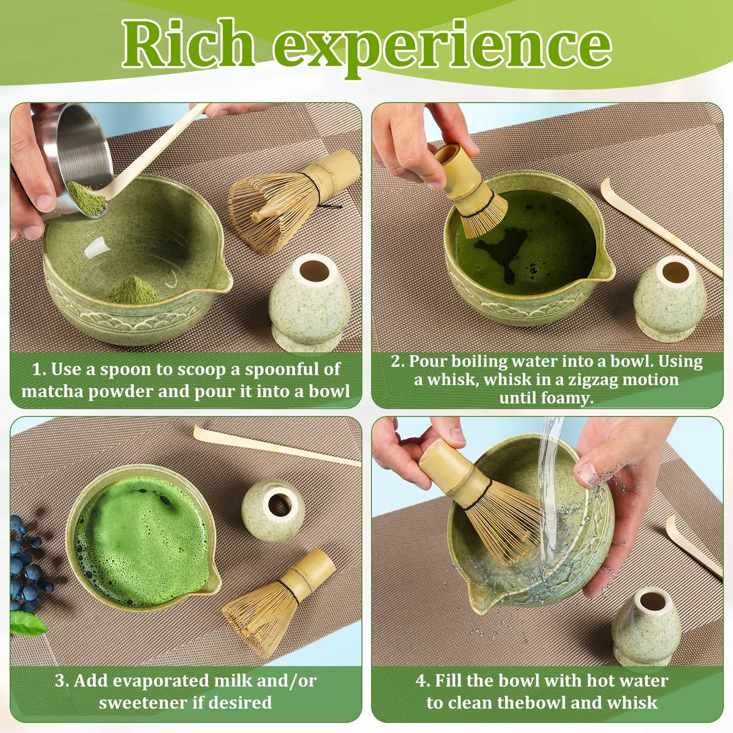 5Pcs Matcha Set Elegant Matcha Tea Set Includes Matcha Bowl Matcha Whisk Holder Bamboo Matcha Whisk and Scoop for Tea Lovers