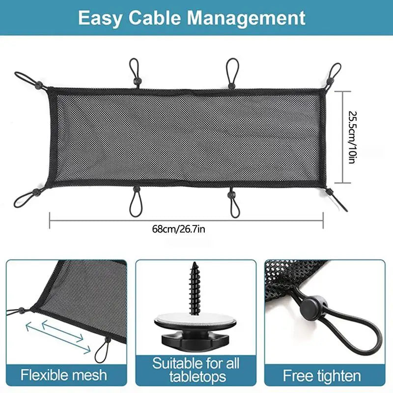 Cable Management Under Desk Wire Management Net For Under Desk Easy Installation Large Capacity Multifunctional Cable Organizer