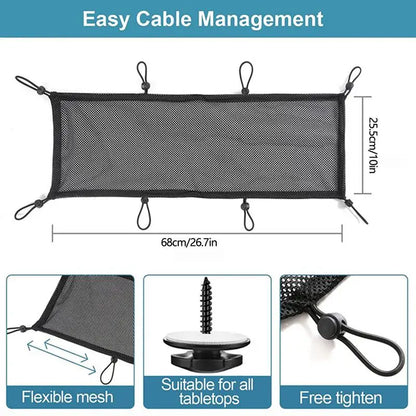 Cable Management Under Desk Wire Management Net For Under Desk Easy Installation Large Capacity Multifunctional Cable Organizer
