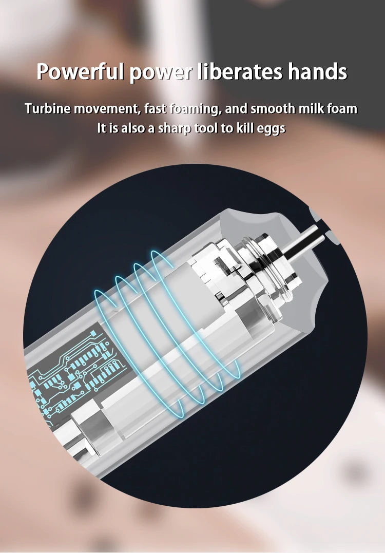 BINCOO Electric Milk Foamer Blender Stainless Steel Handheld Milk Frother Wireless Coffee Whisk Mixer Egg Beater Kitchen Tools