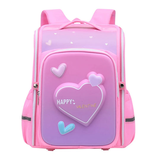 primary school bags for girls cute cartoon love heart pink school backpack student bookbag elementary school kids backpack