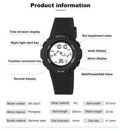 Kids Sport Watches Alarm Stopwatch Children Digital Watch For Boys Girls 30M Waterproof Cartoon Student Electronic Wristwatch