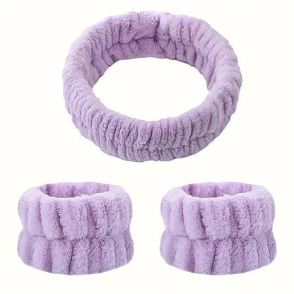 Headband Wrist Washband Scrunchies Cuffs For Washing Face, Towel Wristbands Hair Headband Face Wash Wristband For Women Girls Ma