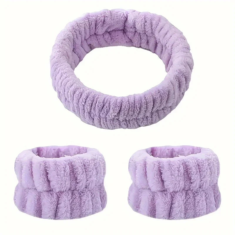 Headband Wrist Washband Scrunchies Cuffs For Washing Face, Towel Wristbands Hair Headband Face Wash Wristband For Women Girls Ma