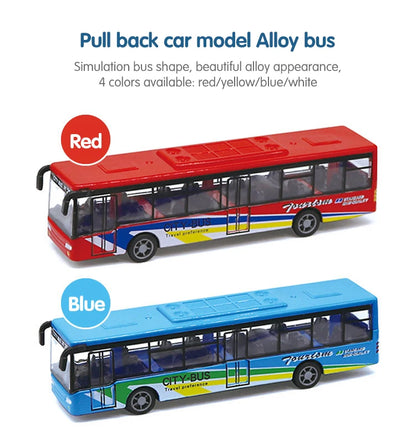 15CM Alloy Simulation Bus Car Model Children's Toy Pull Back Bus Inertia City Car Early Education Toy for Boy Girl Birthday Gift