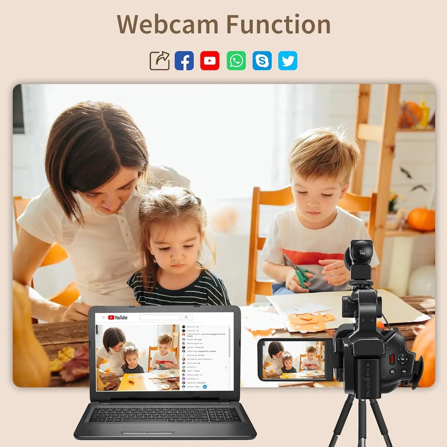 6K Professional Video Cameras for Photography 64MP Ultra HD 18X Digital Zoom Camcorders YouTube Live Streaming Vlog Recorder