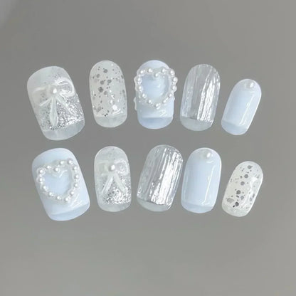 10Pcs Black Handmade Press on Nails Full Cover Stars Design Gold Foil Shiny Short Round False Nails Wearable Manicure Nail Tips