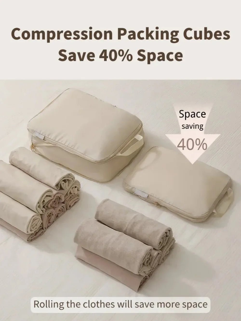 1pc Portable Travel Compression Packing Cubes Bag Suitcase Clothes Organizers Waterproof Luggage Storage Cases Drawer Bags