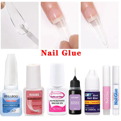 1/5/10pcs Super Strong Nail Bond Glue Acrylic Tips & Rhinestone Professional Nail Glue 2g/3g/7g/10g Fast Dry Long Lasting Glue