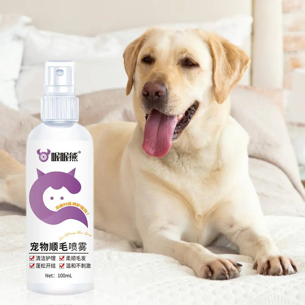 Dog Conditioner Spray 100ml Deodorizing Dog Grooming Spray Anti-Static Ph Balanced Dog Hair Spray Long Lasting Cat Detangler For