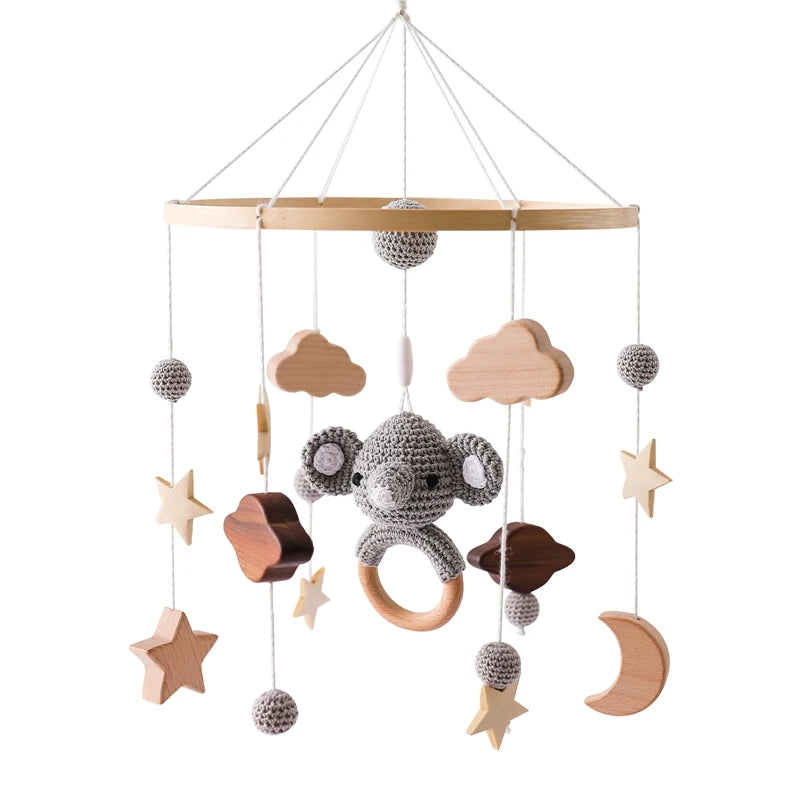 Baby Mobile Crib Bed Bell Musical Rattles Toys Soft Felt Cartoon Animal for Infants Nursery Mobiles Forest Animals Crib Toys