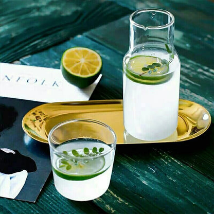 Water Carafe with Tumbler Glass Cold Hot Water Bottle Cup Sets Bedside Water Pitcher High Temperature Resistance Bottle