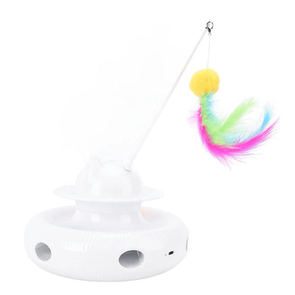 Interactive Cat Feather Toy Automatic Rotating Reduce Boredom Promote Exercising Funny Feather Electronic Cat Toy for Home