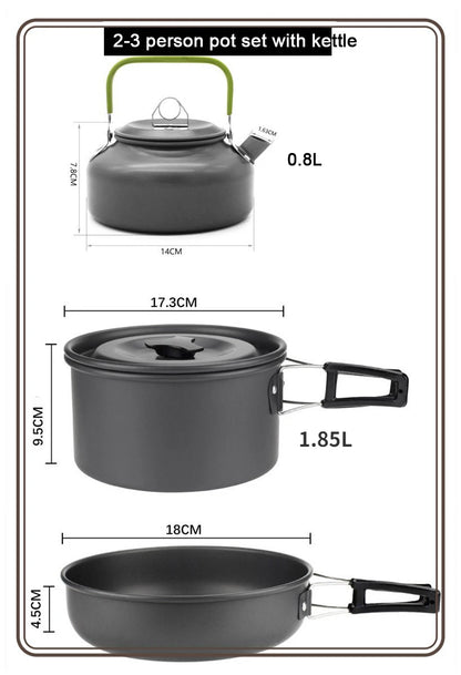 Camping Cookware Set for 1-7 Persons, Lightweight and Portable Pot and Pan with Carrying Bag, Perfect for Outdoor Camping