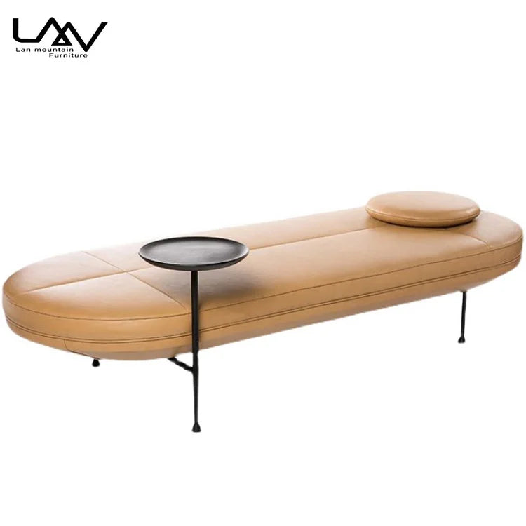Bedroom Living Room Furniture Leisure Sofa Stool With Side Table Modern Leather Metal Legs Bed End Stool Upholstered Bench
