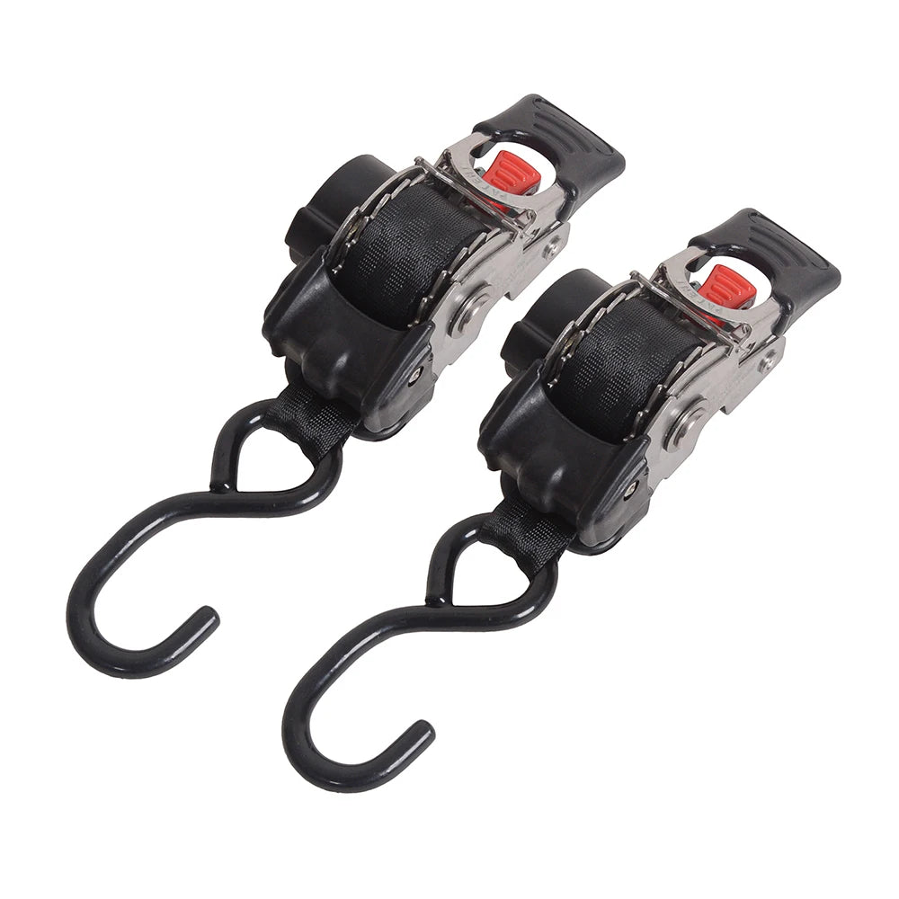 Single Hook / Double Hook Stainless Steel Auto Retractable Universal Easy To Carry Ratchet Tie Down Starp S-Hooks Trailer Towing