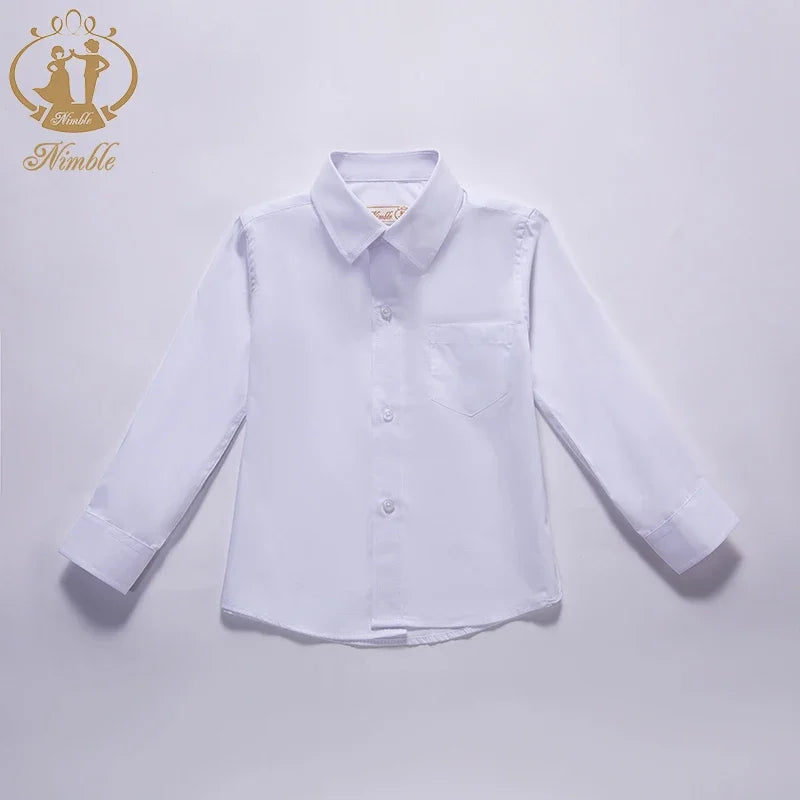 Baby white shirt 2025 Spring Autumn New Formal Long Sleeve blouse for Boys Turn Down Collar Blouse Coat Teenage Tops 3M-7 Years