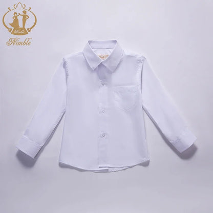 Baby white shirt 2025 Spring Autumn New Formal Long Sleeve blouse for Boys Turn Down Collar Blouse Coat Teenage Tops 3M-7 Years