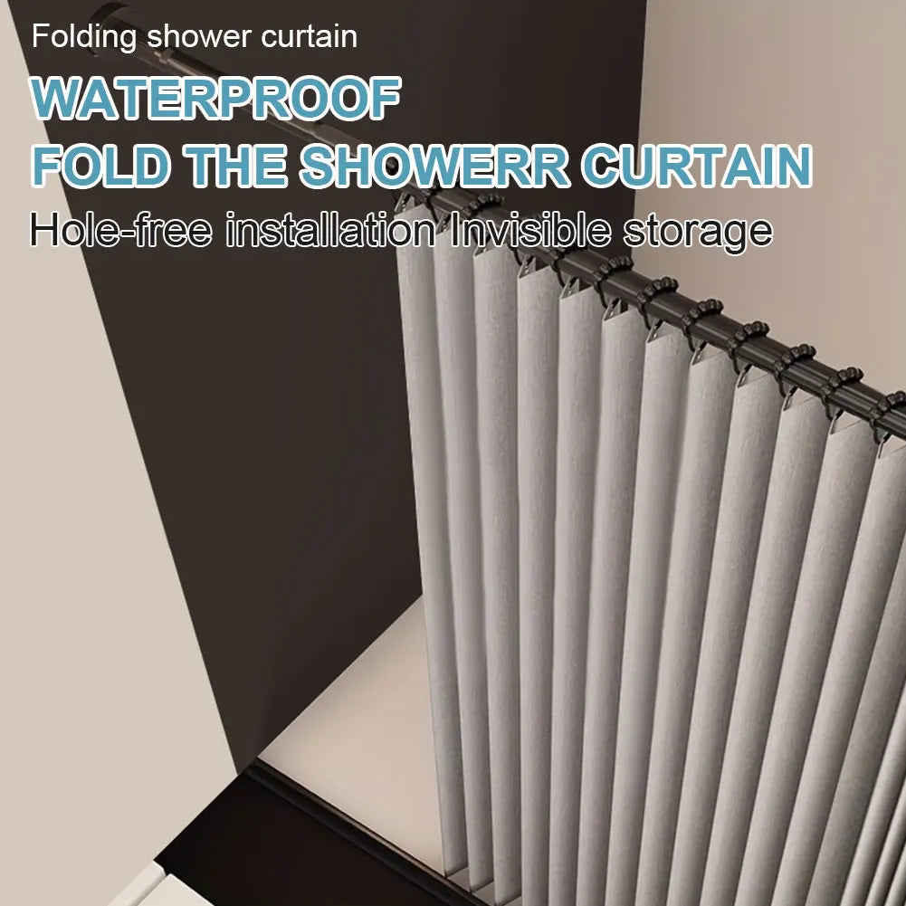 Foldable Magnetic Shower Curtain Waterproof Bath Curtain with 12/14 Hooks Bathroom Curtain Modern  Bathroom Curtain for Bathroom
