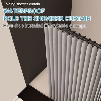 Foldable Magnetic Shower Curtain Waterproof Bath Curtain with 12/14 Hooks Bathroom Curtain Modern  Bathroom Curtain for Bathroom