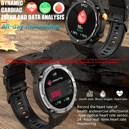 Outdoor Sports Smartwatch Men Fitness Tracker Wireless Call 410mAh Long Standby Time Waterproof Voice Assistant Swimming Watch