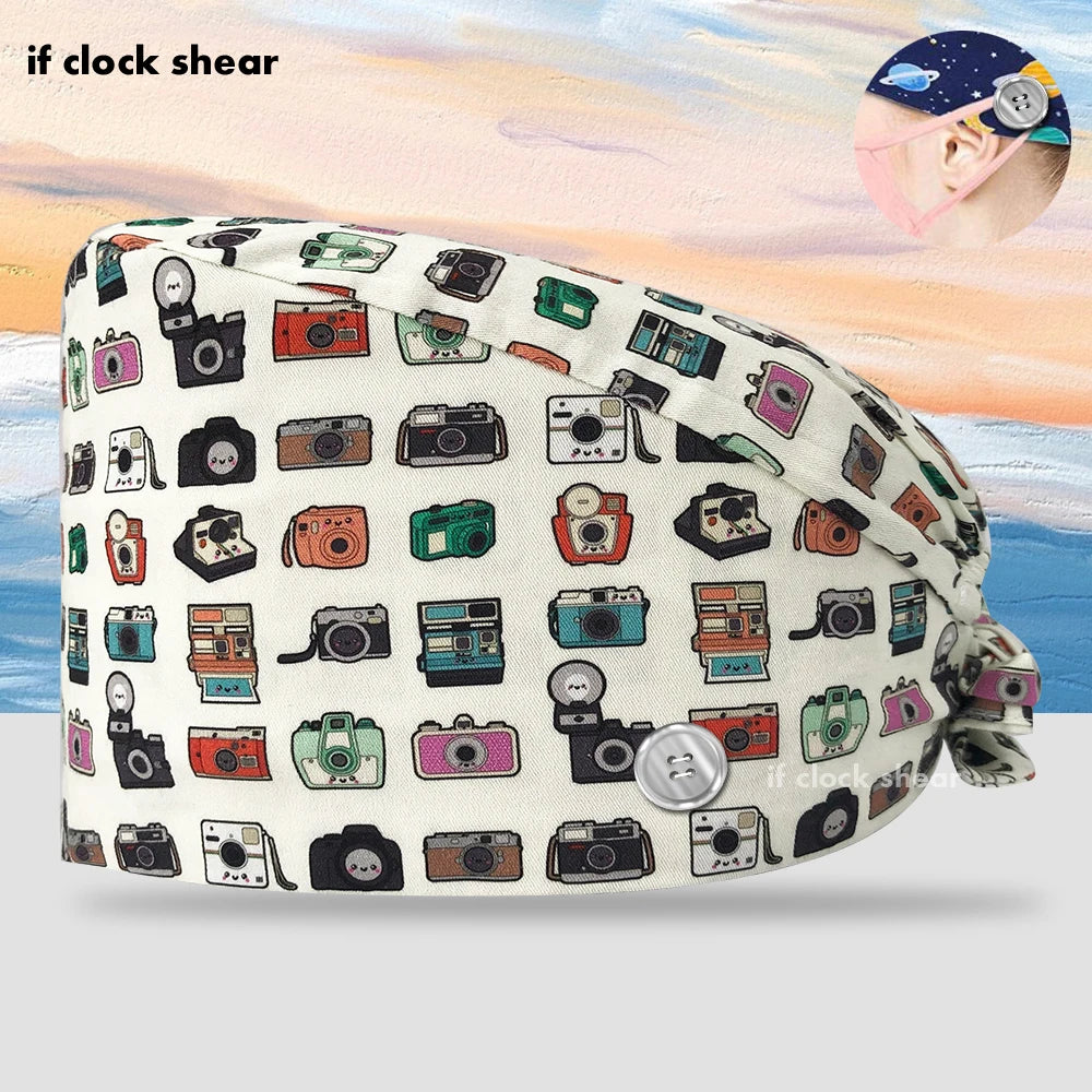 Printing Clinic Pharmacy Work Hat Dentistry Operating Room Doctor Scrubs Hats Adjustable Medical Nurse Accessories Surgical Caps