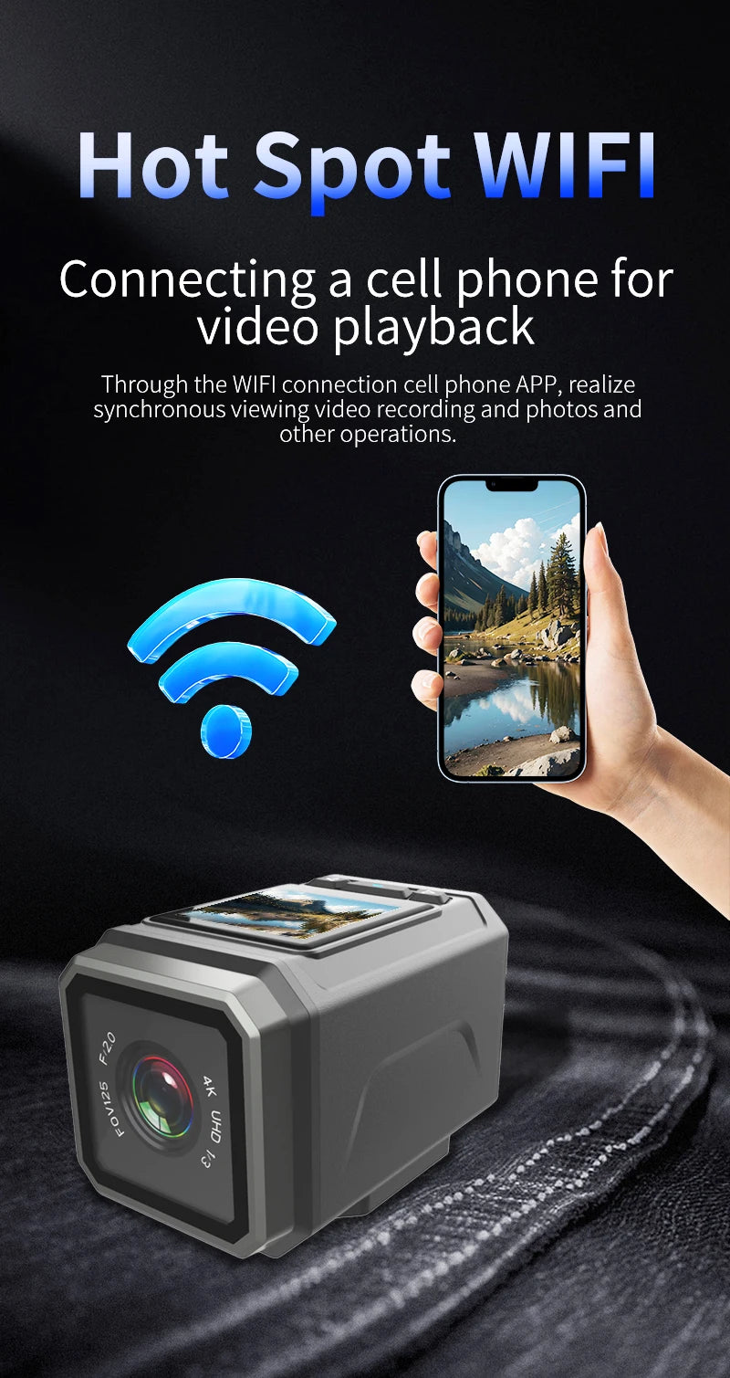 4K Ultra HD WiFi Camera/Mini Outdoor Sports Camera/Motorcycle Camera/Bicycle Riding Camera/Wearable Helmet Camera