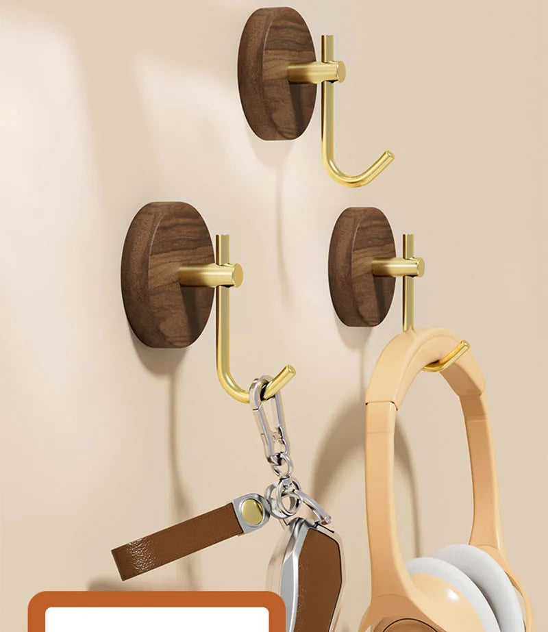 Self-Adhesive Wooden Wall Hooks for Hanging,Modern Coat Hooks,Natural Wood Hooks for Hanging Hats Towels Robe Clothes Keys Bags