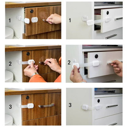 3Pcs Child Lock Protection for Locking Cabinet Cupboard Drawers Refrigerator Oven Toilet Trash Can Doors Children's Safety Kids