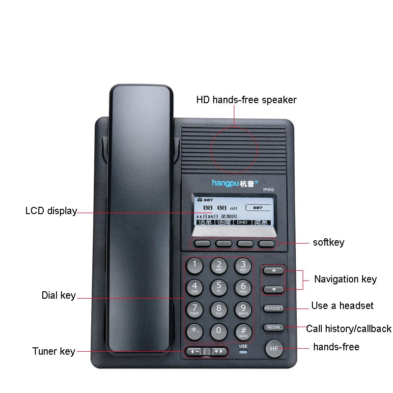 IP Telephone SIP Network Language Telephone Customer Service VOIP Landline With Backlight Led Screen