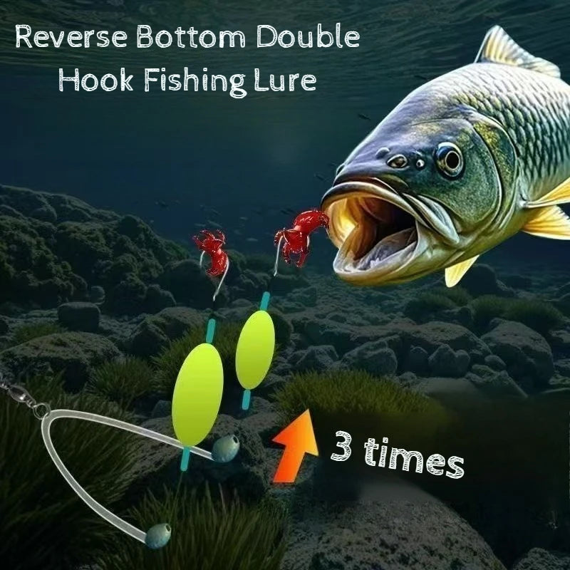 1Pc #4/7/9/12 Double Hook Fishing Hair Rigs Hook Suspension Iseni Anti Bottom Carp Fishing Hook Ready Made Carp Rig Fishing Lure