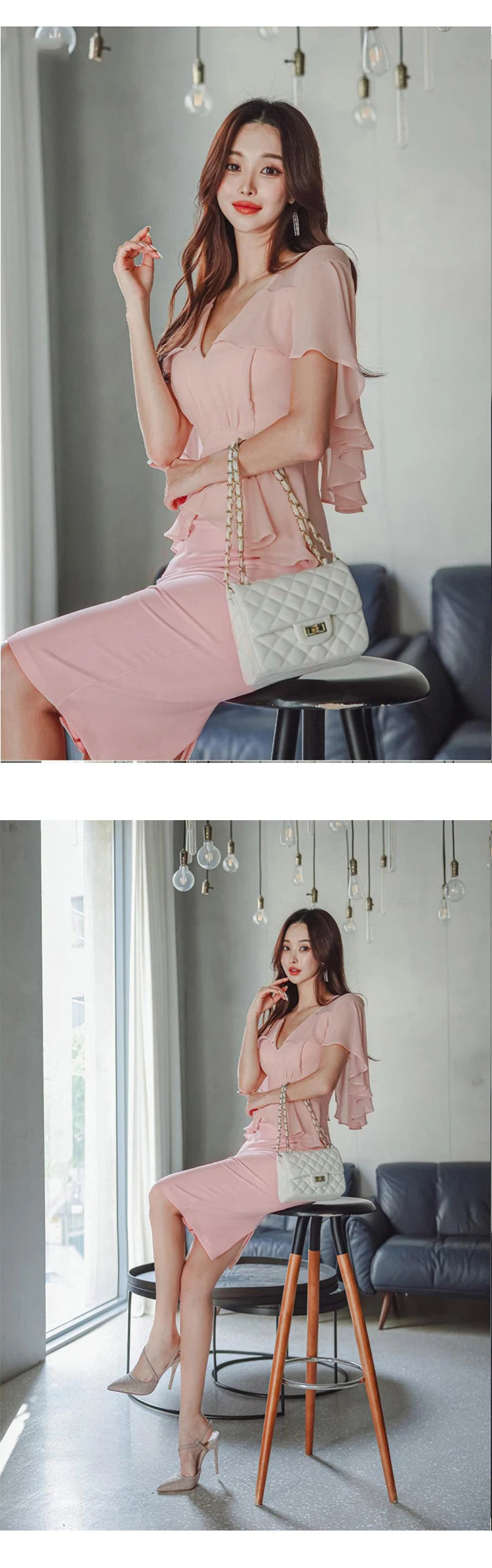 Fashion Summer Evening Dress Women Clothes Elegant Pretty Chic Sweet Cloak V-Neck Wrap Hip Midi Party Robe Mujer Vestidos Fiesta