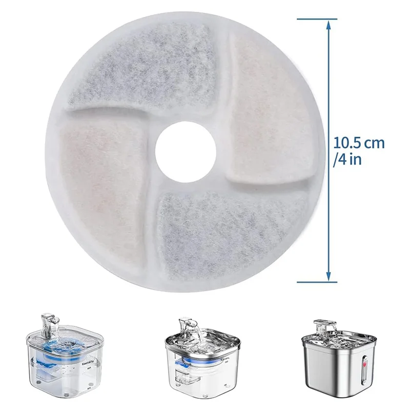 B64B-Automatic Pet Fountain Filter 6 Pack Replacement, 4.1 Inch Diameter Cat Water Fountain