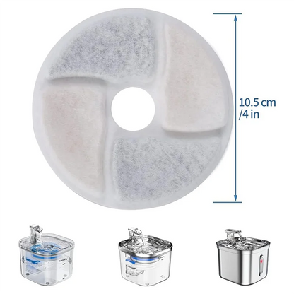 B64B-Automatic Pet Fountain Filter 6 Pack Replacement, 4.1 Inch Diameter Cat Water Fountain