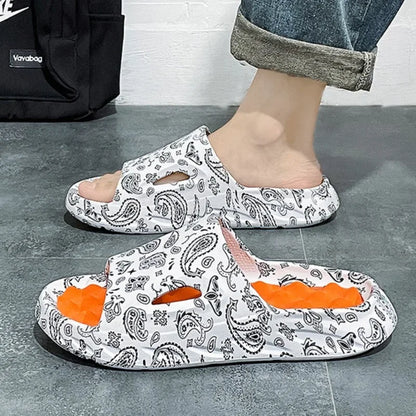Men Flip-flops Summer Shoes Printing Sandals Trend Anti Slip Summer Sneaker Slippers Fashion Man Massage Slippers Beach Sandals