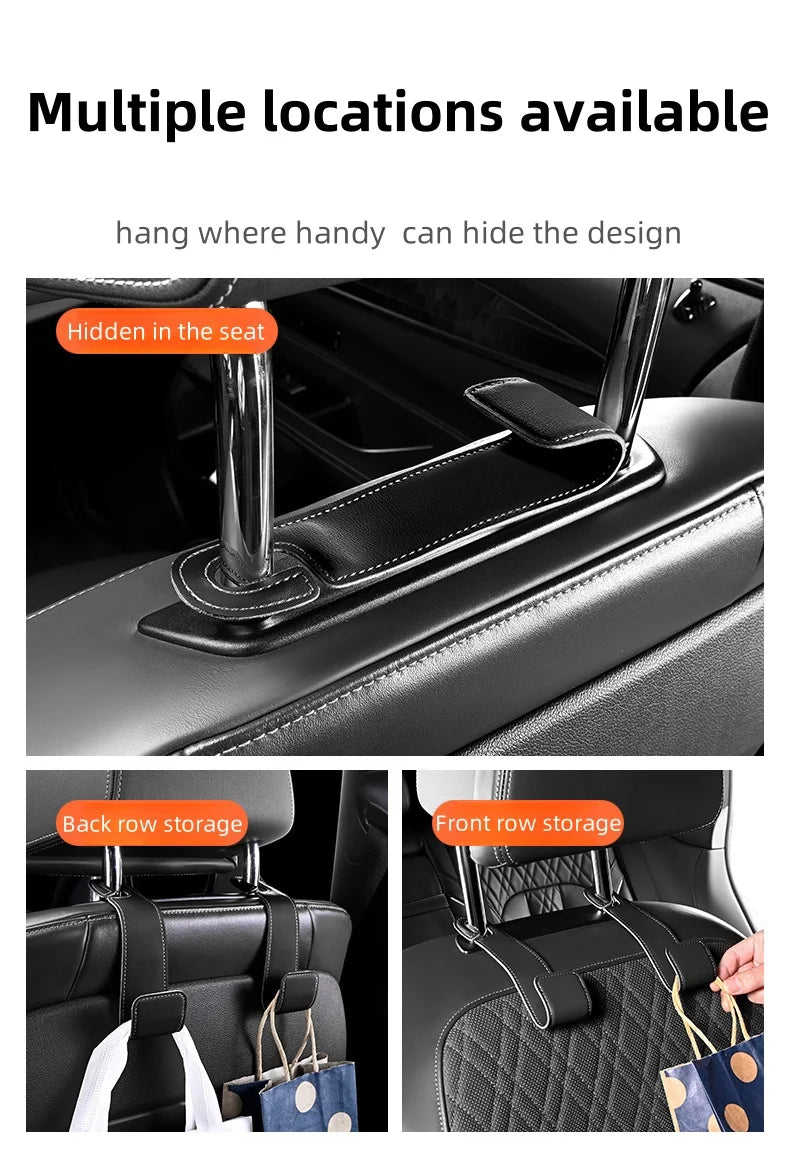 1pc car seat headrest hook, PU leather hook can hang storage box, wallet jacket, umbrella, grocery bag, internal accessories