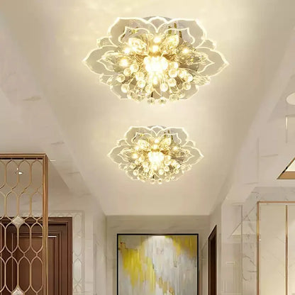 LED Crystal Ceiling Light Modern Flower Shape Ceiling Lamp Hallway Living Room Lamp Bedroom Kitchen Corridors Aisle Light
