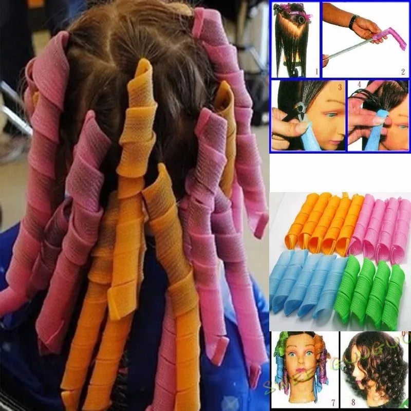 Heatless Hair Curler No Heat Silk Ribbon Hair Rollers Curls Headband Sleeping Soft Lazy Hair Curlers Foam Rod Curling Hair Tools