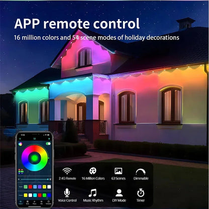 Permanent Outdoor Lights for House Smart Outside Christmas Eaves Light Waterproof Eaves Lights Remote APP Control Music Sync