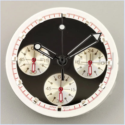 30mm/31.5mm Vk63 Chronograph Watch Dial With Hand Set Green Luminous Black White Red For VK63 Movement Watch Accessories Parts