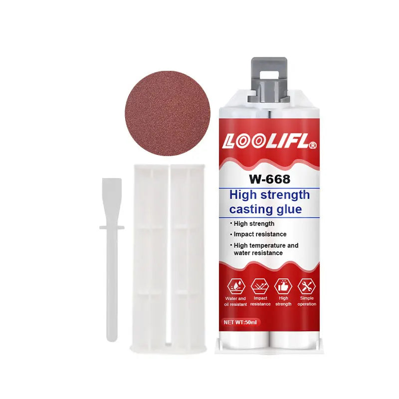 Casting adhesive, strong welding adhesive, suitable for cast iron and cast aluminum, waterproof and corrosion resistant.