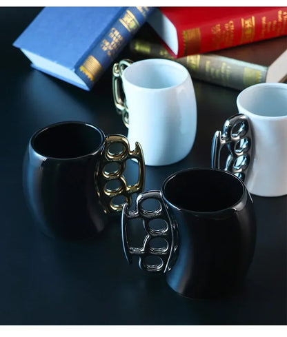 Mugs Creative Bending Fist Ring Cup Ceramic Cup Office Home Water Cup Coffee Cup Tea Cup with Handle Milk Cup