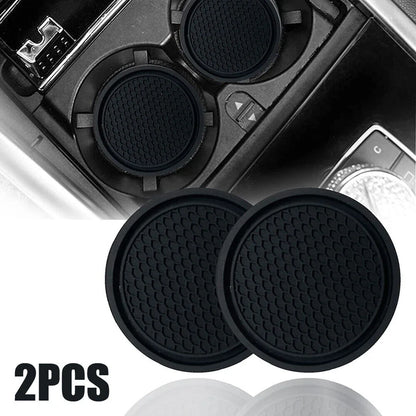 2pcs Black Car Auto Cup Holder Anti Slip Insert Coasters Pads Interior Accessories For Most Cups Accessories