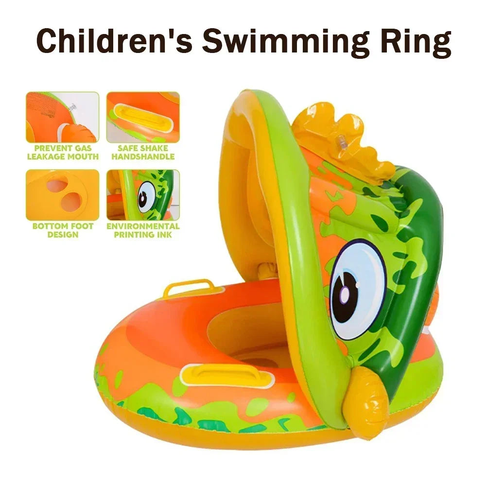 Baby Inflatable Pool Float with Detachable Canopy, Inflatable Swimming Kids Safety Bathing Summer Beach Water Toys
