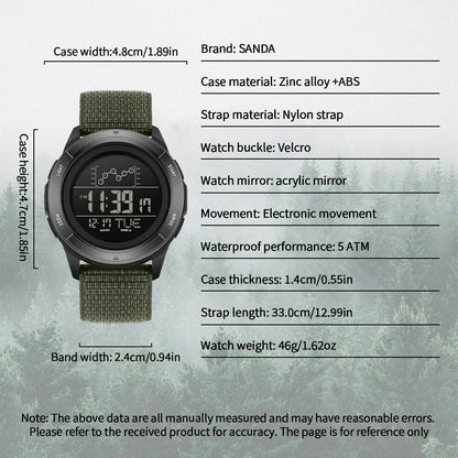 SANDA 2198 Single Monitor Male Student Electronic Watch Multifunctional Waterproof sports Student Electronic Watch 2025