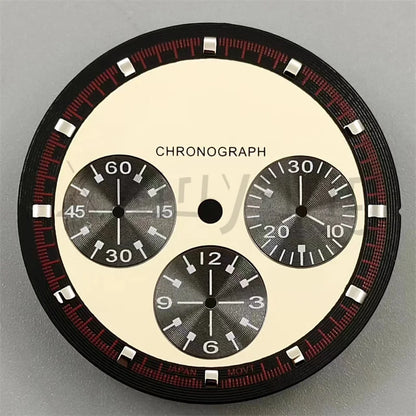 30mm/31.5mm Vk63 Chronograph Watch Dial With Hand Set Green Luminous Black White Red For VK63 Movement Watch Accessories Parts